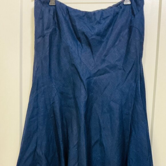 Lauren Ralph Lauren | Navy A-Line Linen Skirt | L - Picture 1 of 2
